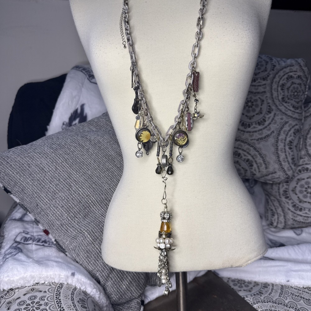 Unique Handcrafted Beaded Boho Tassel Necklace With Charms Beads Gorgeous