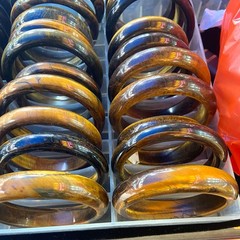 Certified Natural Yellow Tiger’s eye Gemstone Bangle Inside Diameter 54-64mm