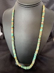 Royston Turquoise Graduated Heishi Navajo Sterling Silver Necklace 26” 10646