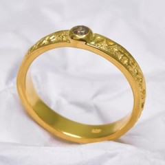 Ring US size 8 Gold Vermeil Sterling Silver Genuine Natural 0.08ct Diamond 3.31g