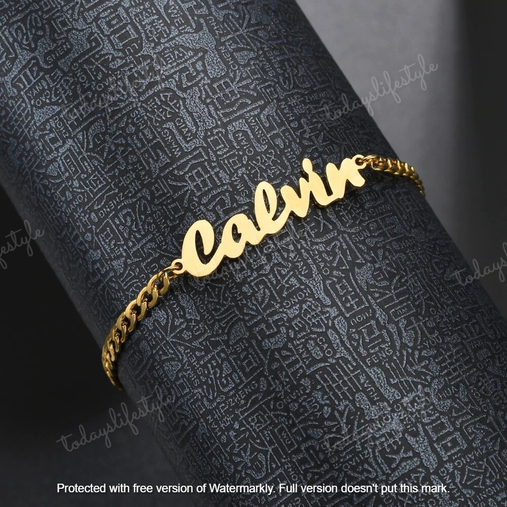 Personalized Name Bracelets, 9-19cm Chain, Gold/Rose Gold/Silver Color