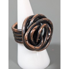AC Jewelry Creations Copper Knot Cocktail Ring Size 7 Artisan Statement