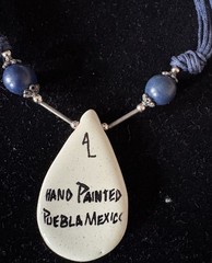 Puebla Mexico Hand Painted Tile Necklace Multi Color