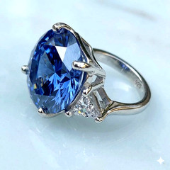 RARE 12 Ct Certified Blue Diamond Ring, Free Diamond Studs
