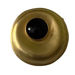 Vintage 1980s Robert Lee Morris Gold Fruit Loop Pin Modernist Brooch Onyx, 2”