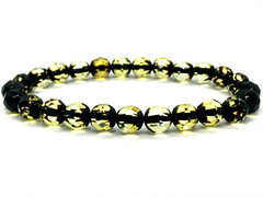 AMBER BRACELET Gift Round Beads Faceted Baltic Amber Jewelry Elastic 5,6g 9452