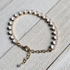 CB88 TheSparkledShell Electric White Goldtone Crystal 5mm Cup Chain Bracelet