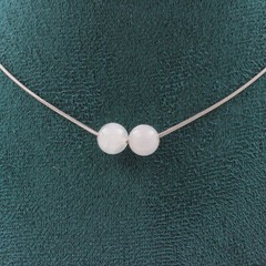 Necklace 2 Pearls Moonstone From Sri Lanka 8 Mm Steel Chain Women’s Necklace