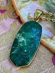 Charles Albert Green Jasper & Alchemia Gold Handcrafted Artisan Pendant Necklace