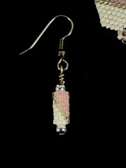 Bracelet and Earrings Peyote Stitch Pale Pink White Silver USA Made