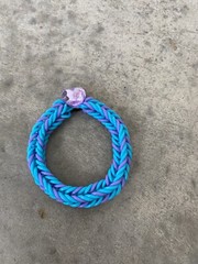 Rubber Blue Purple Heart Handmade Stretch Bracelet