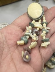Vintage Artisan Native Natural Jasper Stone Statement Dangle Clip Earrings As Is
