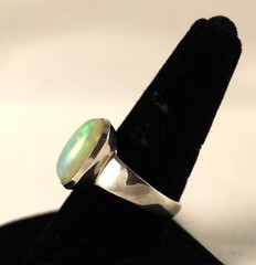 Sterling Silver Ring Ethiopian Opal Gemstone Handcrafted Size 9