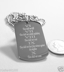 THE TEN COMMANDMENTS DOG TAG NECKLACE RELIGIOUS STAINLESS STEEL