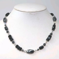 Sterling Silver 925 Hematite Bead Necklace Adjustable 16 – 19 Inch
