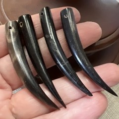 16 Vtg Handmade Curved Water Buffalo Horn Talons Tusk Pendants Jewelry Making