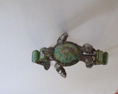 Artisan Crafted Turquoise Shell??? Glass & Copper Wire Sea Turtle Bracelet