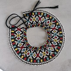 Traditional ethnic ukrainian wide seed bead necklace collar SYLYANKA Ukraine