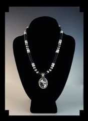 White Fox Creation: Pendant on Onyx and Howlite Chain