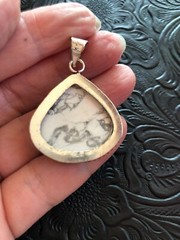 White Buffalo Howlite Raindrop Pendant and Bezel Dainty 1.5″ Artisan Made