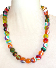 Sobral Planets Limited Edition Transparent Stripe Beads Artist Made 30″ Necklace