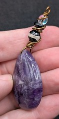 Stylish Artisan Focal Purple Wired Wrapped Beaded Pendant
