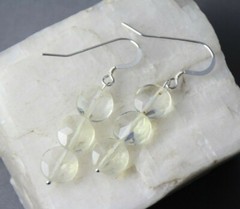 Citrine Golden Yellow Gemstone 9mm Faceted Coin .925 Sterling Silver Earrings 2″