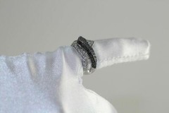 Unique 925 Sterling Silver White Black Utra Modern Ring size 6.75 Artisan PAVE