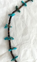 Vintage Santo Domingo Native American Turquoise Nuggets on Heishi Shell Necklace