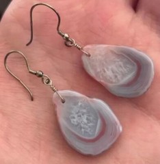 Agate Quartz Crystal Sterling Silver Earrings Handmade Studio Art 925 Australian
