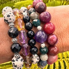 Tranquil Amethyst & Mix Faceted India Agate Bracelet Handcrafted in Maui
