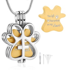 Paw Print Cremation Jewelry for Ashes Urn Pendant Keepsake Memorial Urn Necklace
