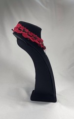 Vintage Handmade Goth Crochet Black White & Red Choker Necklace Set by Odythia