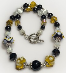 Artisan Handcrafted Art Deco Lampwork Glass Jewelry Amber fromChaos Necklace #7