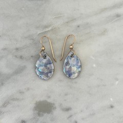 Artisan Ceramic Blue Gold Glaze Drop Earrings Handmade Art Pottery Cloud Pastel