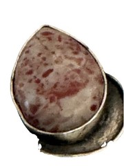 Artisan Silver Tone Pendant with Teardrop Pink Stone 6010