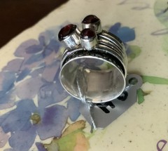 Sterling Silver Spinner Ring or Fidget Beautiful Stone Handmade Sz 6.5 (8.4 Gr)