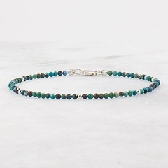 2mm Tiny Chrysocolla Bracelet – Micro Gemstone, 14k Gold Filled