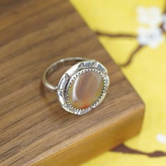 Size 8, Vintage Sterling 925 silver handmade ring with dendritic agate