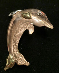 Artisan Copper Dolphin Brooch Pin Pendant Coastal Nautical Mexico