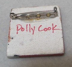 Rare POLLY COOK Red Ceramic 1.5” Brooch DOG IN SUNGLASSES AS-IS