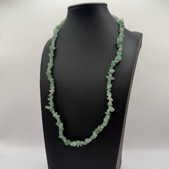Vintage Single Strand Green Aventurine Gemstone Chip Nugget 23″ Necklace Boho