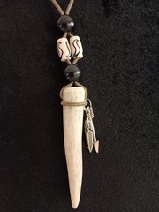 Authentic Deer Antler Horn Necklace with Buffalo Bone beads Unique Handmade USA