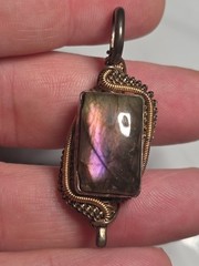 Handcrafted Sterling Silver + Copper Labradorite Wire Wrap Pendant