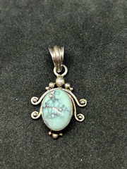 925 Sterling Silver Oval Turquoise Pendant 1in – 3.47g