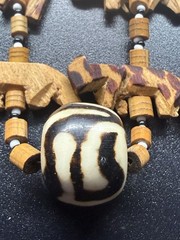 Wooden Safari Jungle Animal Bead Necklace – Hand Carved Folk Art Tribal Boho 30”