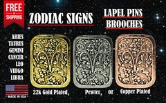 Zodiac Signs Lapel Pin Brooch, Astrological Signs, Made in USA