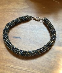 Handmade Russia Spirals Twisted Beaded Black Bracelet with Lobster Clasp