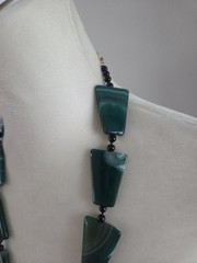 Vintage Hand Knotted Green Agate Onyx Statement Necklace Necklace
