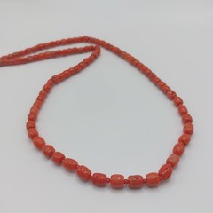 Red Coral Barrel Necklace 57cm 18K Gold Clasp Handmade Luxury Koralle